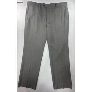 Stafford Wool Classic Flat Front Dress Pants Gray Mens 42/30
